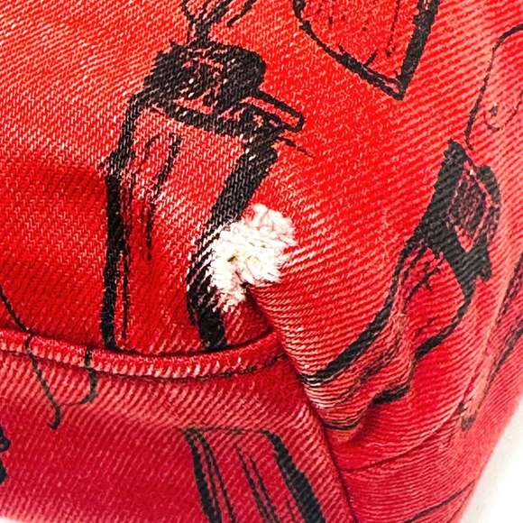 Miu Miu Tote Bag Lighter Pattern Red Black Leather - Picture 10 of 11